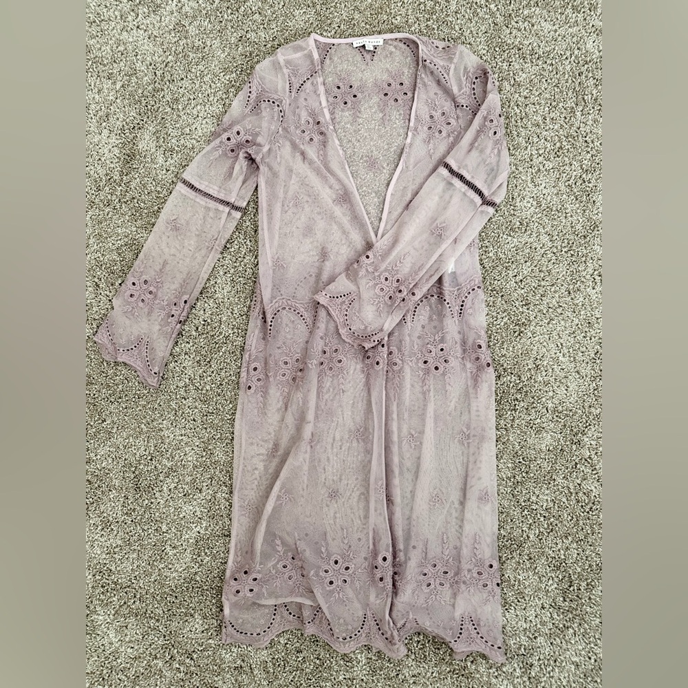 Haute Monde Dusty Mauve Eyelet Cardigan